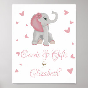 Blush Pink Elephant Gifts & Cards Baby Shower Sign