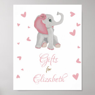 Blush Pink Elephant Gifts Girl Baby Shower Sign