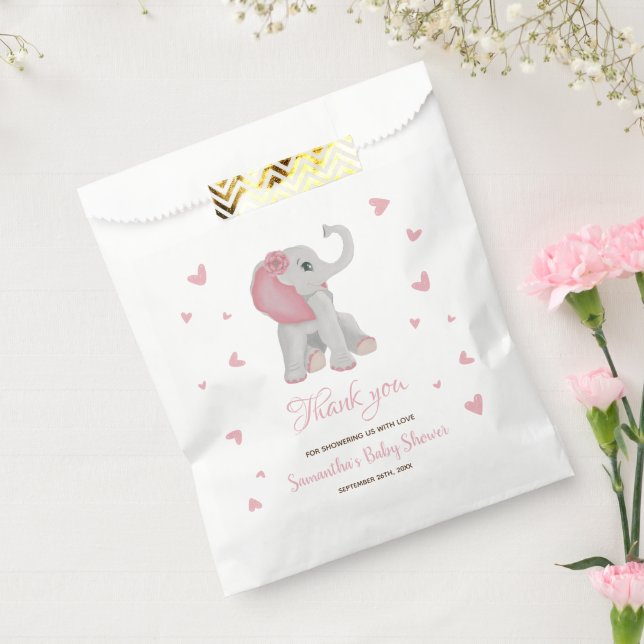 Blush Pink Elephant Watercolor Baby Shower Favour Bag (Sealed)