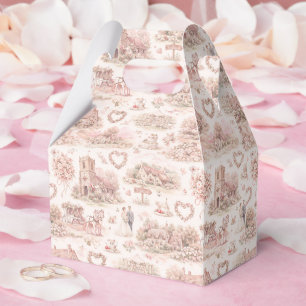 Blush Pink English Village Wedding Watercolor Favour Box