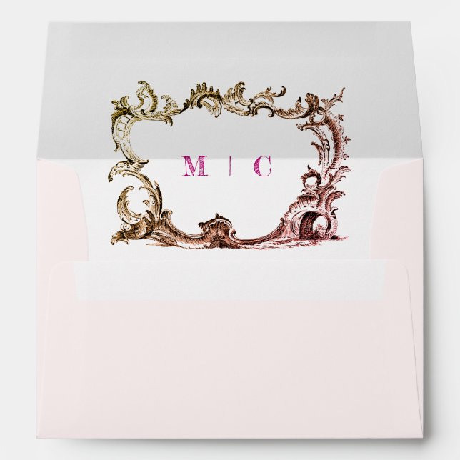 Blush Pink Envelope w Ornament & Initials Inside (Back (Bottom))