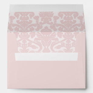 Blush Pink Envelope With Baby Pink Damask Print