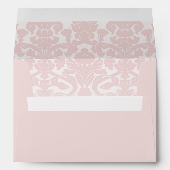 Blush Pink Envelope With Baby Pink Damask Print (Back (Bottom))
