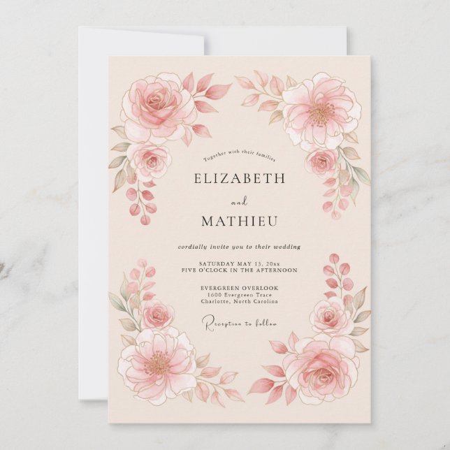 Blush Pink Ethereal Blossom Wedding Invitation (Front)