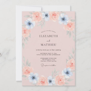Blush Pink Ethereal Botanical Wedding Invitation