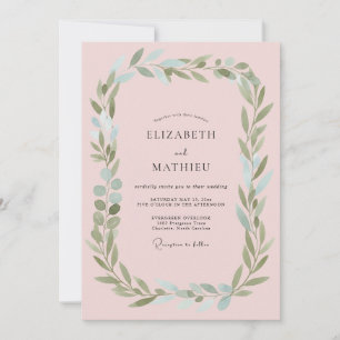 Blush Pink Ethereal Foliage Wedding Invitation