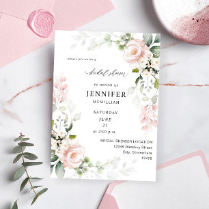 Blush Pink & Eucalyptus Floral Bridal Shower Invitation