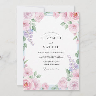Blush Pink Exquisite Spring Wedding Invitation