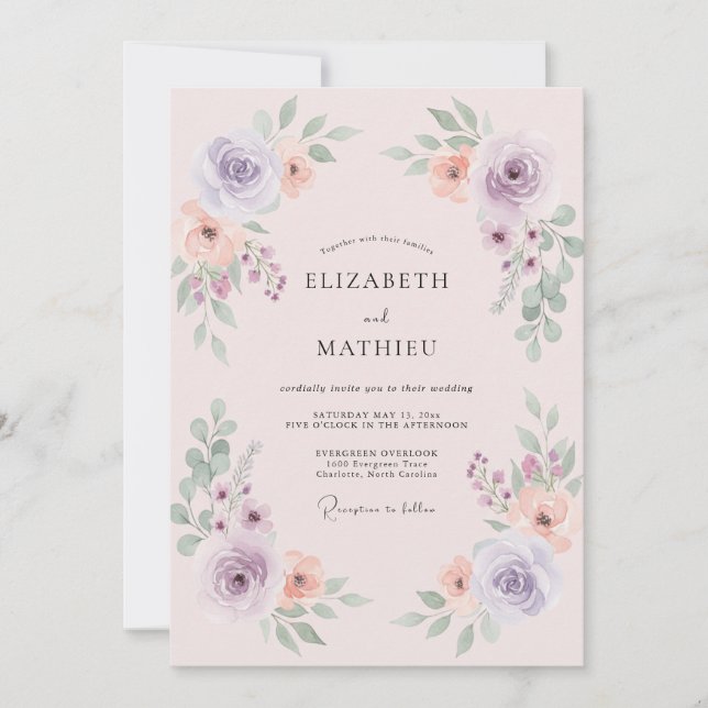 Blush Pink Exquisite Springtime Wedding Invitation (Front)