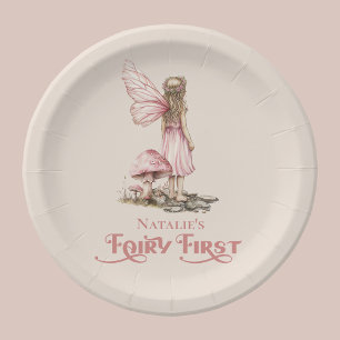 Blush Pink Fairy First Birthday Party Personalised Paper Plate