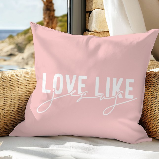 Blush Pink Faith quote Jesus Throw Pillow (Creator Uploaded)