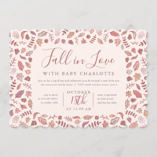 Blush Pink Fall in Love Baby Shower Sip and See Invitation