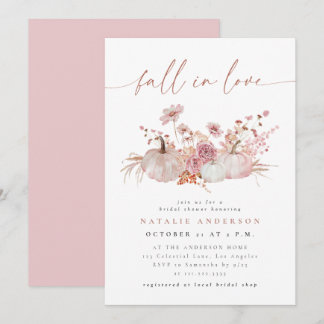 Blush Pink Fall in Love Bridal Shower Invitation
