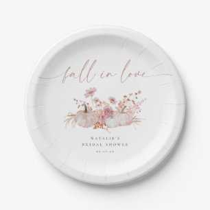 Blush Pink Fall in Love Bridal Shower Paper Plate