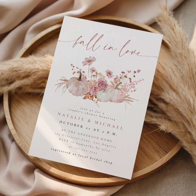 Blush Pink Fall in Love Couple's Shower Invitation (Creator Uploaded)