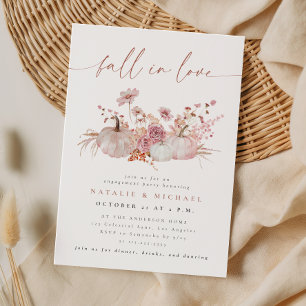 Blush Pink Fall in Love Engagement Party Invitation