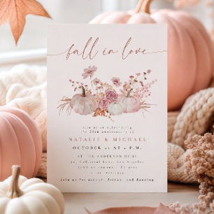 Blush Pink Fall in Love Wedding Anniversary Invitation