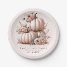 Blush Pink fall pumpkin Baby Shower Plates