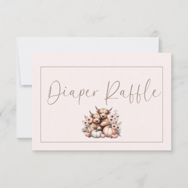  Blush Pink Fall Pumpkin Diaper raffle  Thank You Card (Front)