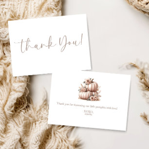 Blush Pink Fall Pumpkin Highland cow Thank you Card