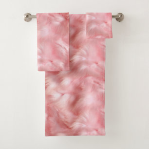 Blush Pink Faux Fur  Bath Towel Set