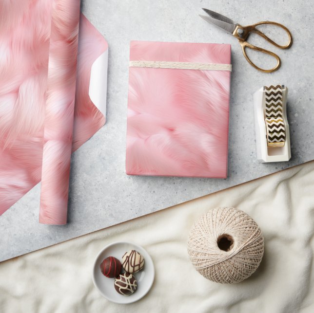 Blush Pink Faux Fur Wrapping Paper (Crafts)