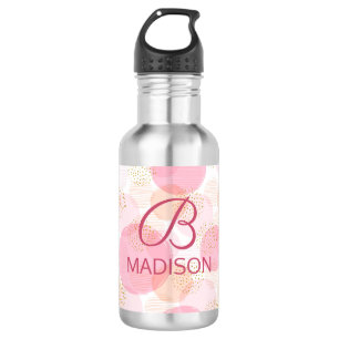 Blush Pink Faux Gold Glitter Monogram Name 532 Ml Water Bottle
