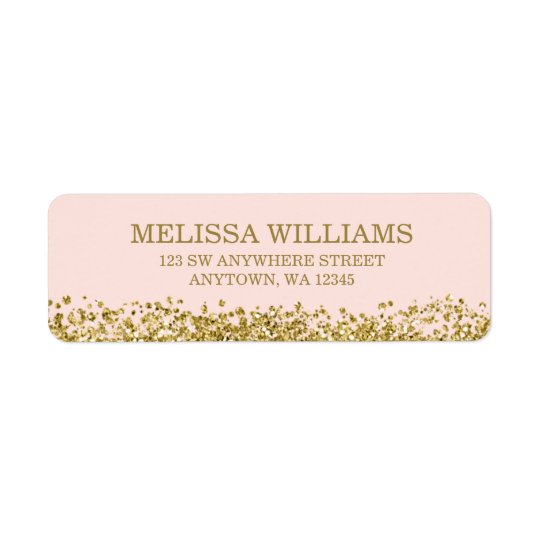 Blush Pink Faux Gold Glitter Return Address Label