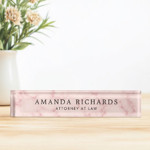 Blush pink faux marble nameplate