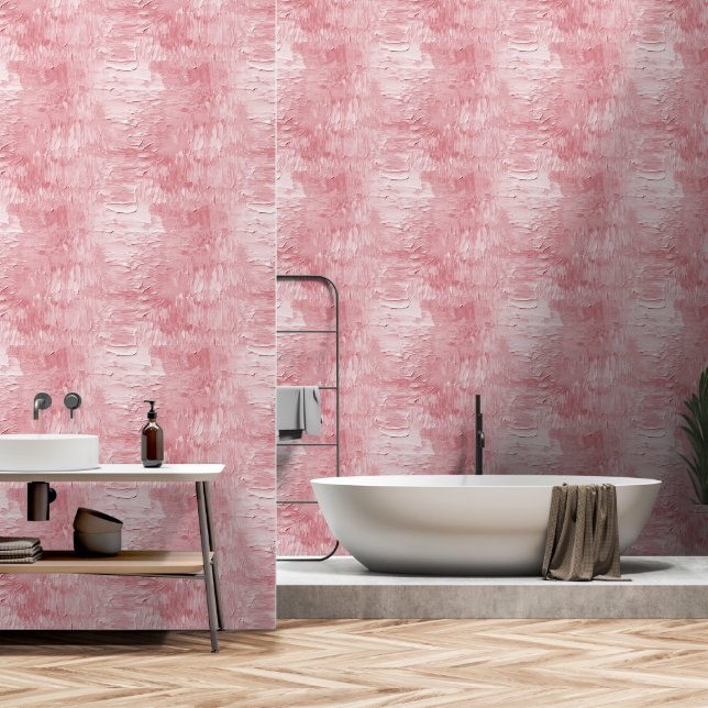 Blush Pink Faux Paint Wallpaper (Bathroom)