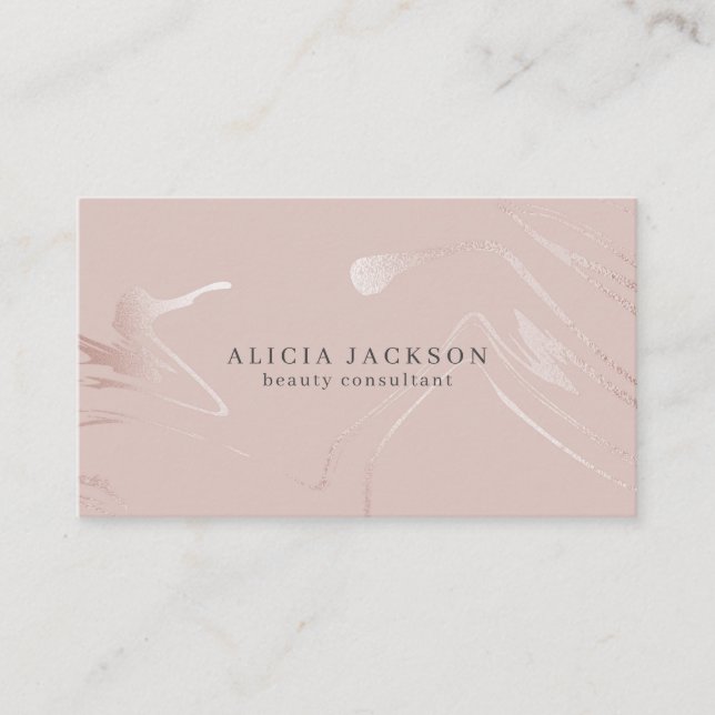 Blush Pink Faux Rose Gold Classy Beautician Business Card (Front)