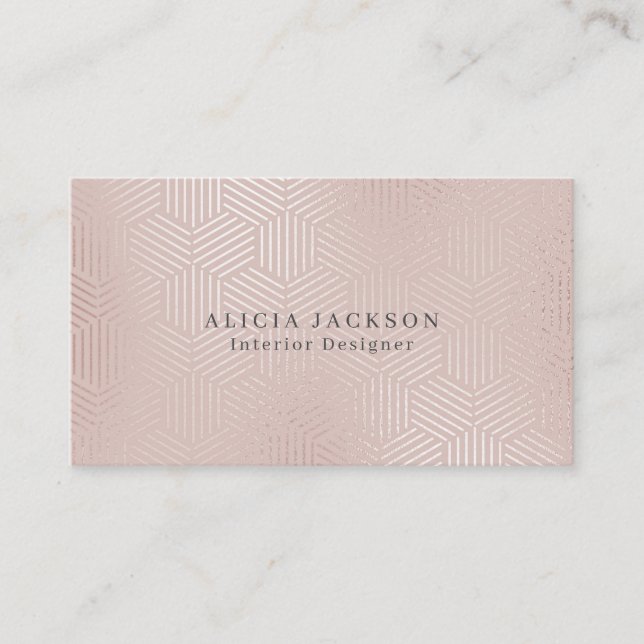 Blush Pink Faux Rose Gold Glam Interior Designer Business Card (Front)