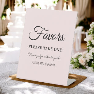 Blush Pink Favours Bridal Shower Pedestal Sign