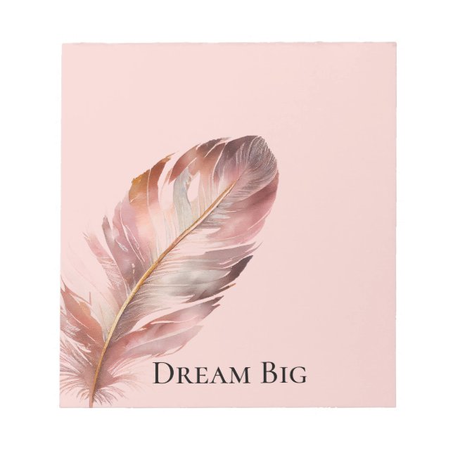 Blush Pink Feather Notepad (Front)