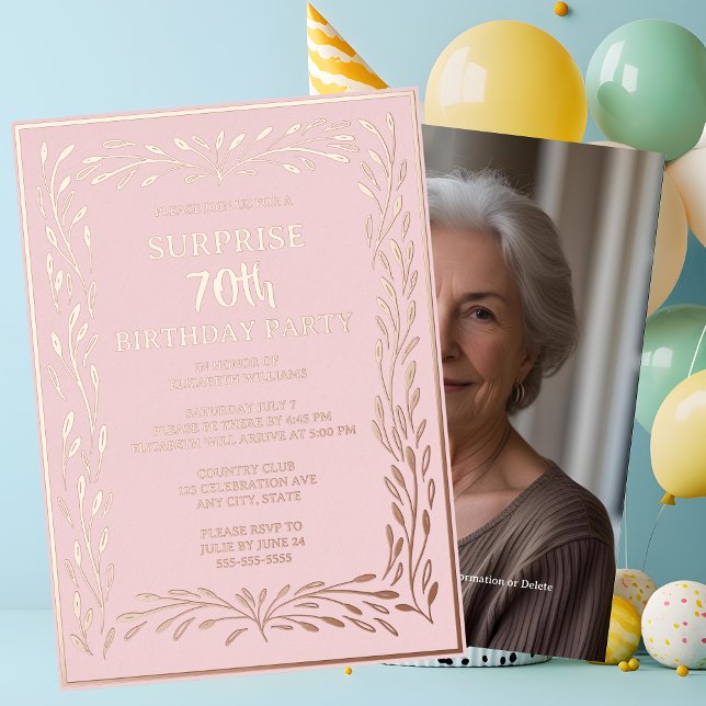 Blush Pink Feminine 70th Custom Surprise Birthday  (Creator Uploaded)