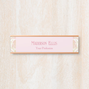Blush Pink Feminine Floral Art Nouveau Elegant Door Sign