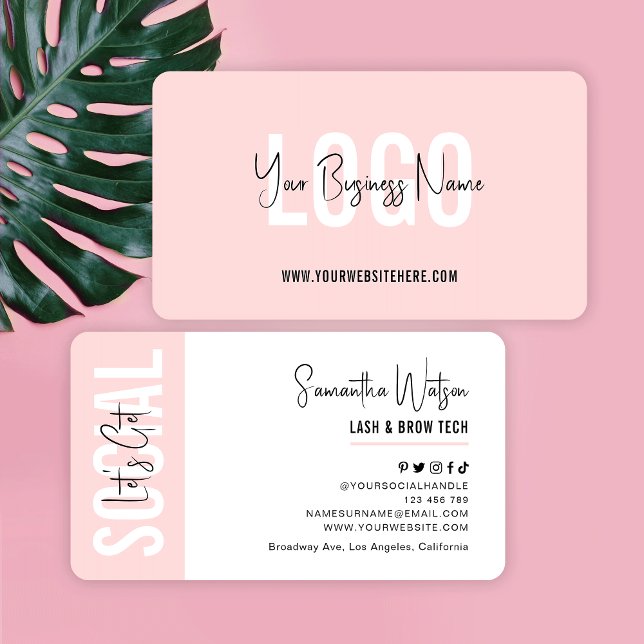 Blush Pink Feminine Minimalist Nails Beauty Salon Business Card (Creator Uploaded)