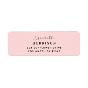 Blush Pink Feminine Monogram Design Return Address Label