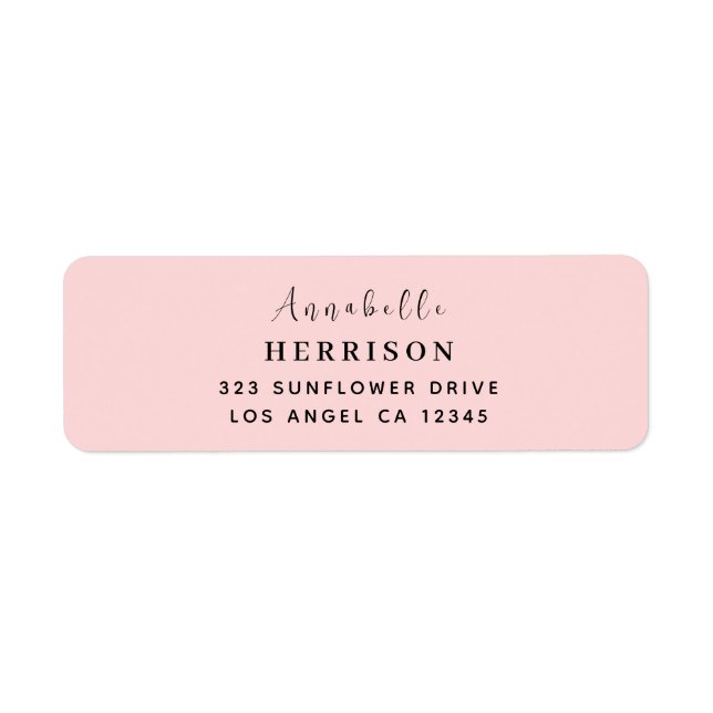 Blush Pink Feminine Monogram Design Return Address Label (Front)