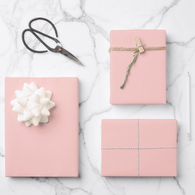 Blush Pink #FFCEC7 Wrapping Paper Sheet (Front)