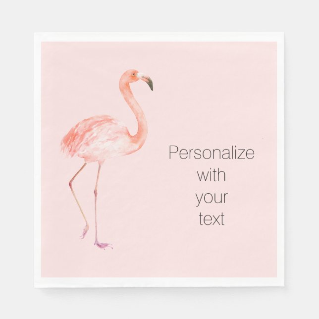 Blush Pink Flamingo Personalised    Napkin (Front)