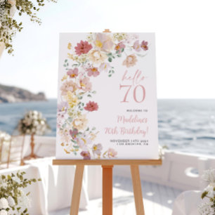 Blush Pink Floral 70th Birthday Welcome Poster
