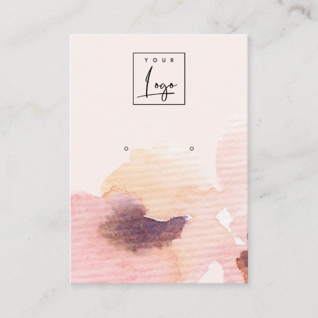 Blush Pink Floral Abstract Earring Logo Display Business Card (Front)