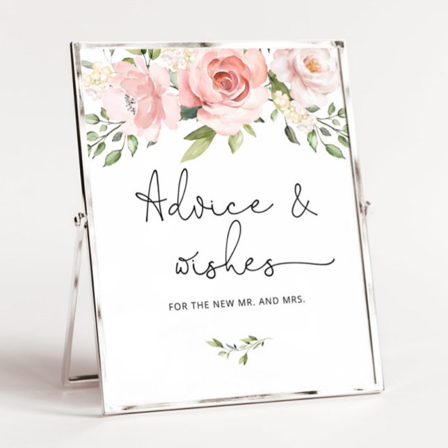 Blush pink floral  advice and wishes for Newlyweds Poster (Creator Uploaded)