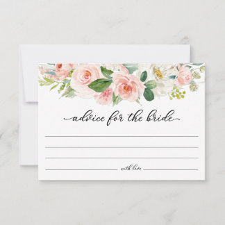 Blush pink floral advice for the bride card