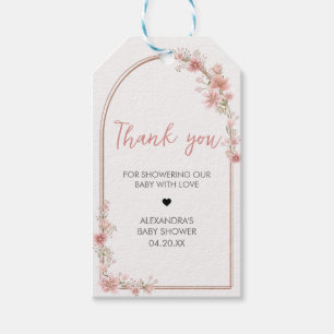 Blush Pink Floral Arch Baby Shower Favour Tags