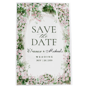 Blush Pink Floral Arch Garden Wedding Greenery Medium Gift Bag