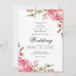 Blush Pink Floral Arch Wedding Invitation