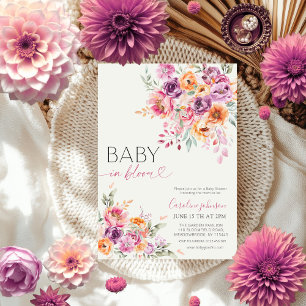 Blush Pink Floral Baby in Bloom Baby Shower Invitation