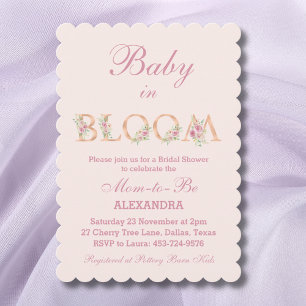 Blush Pink Floral Baby in Bloom Baby Shower Invitation